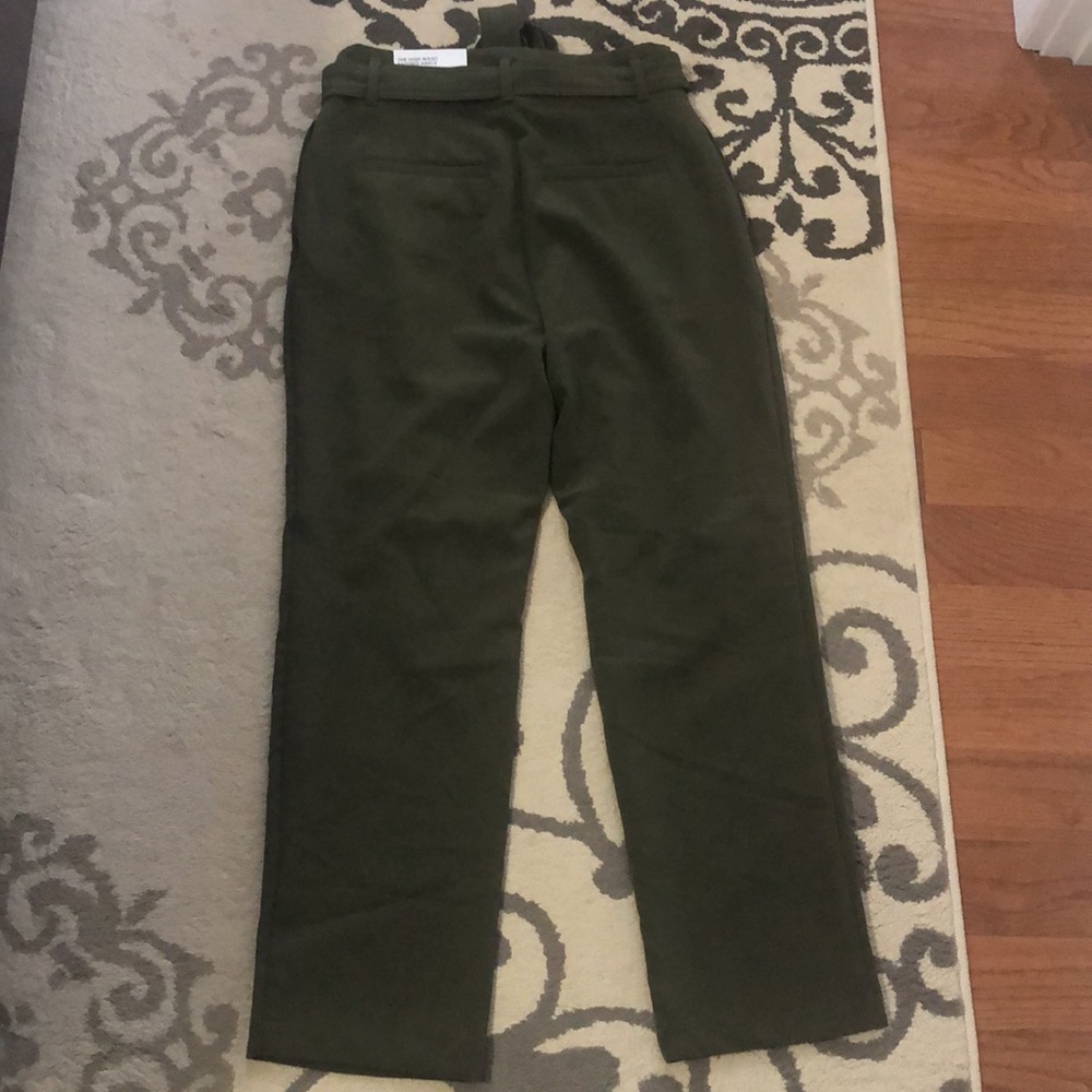 NWT Ann Taylor Olive Green High Waist Tapered Cropped Paperbag Ankle Pants Small - Picture 5 of 6